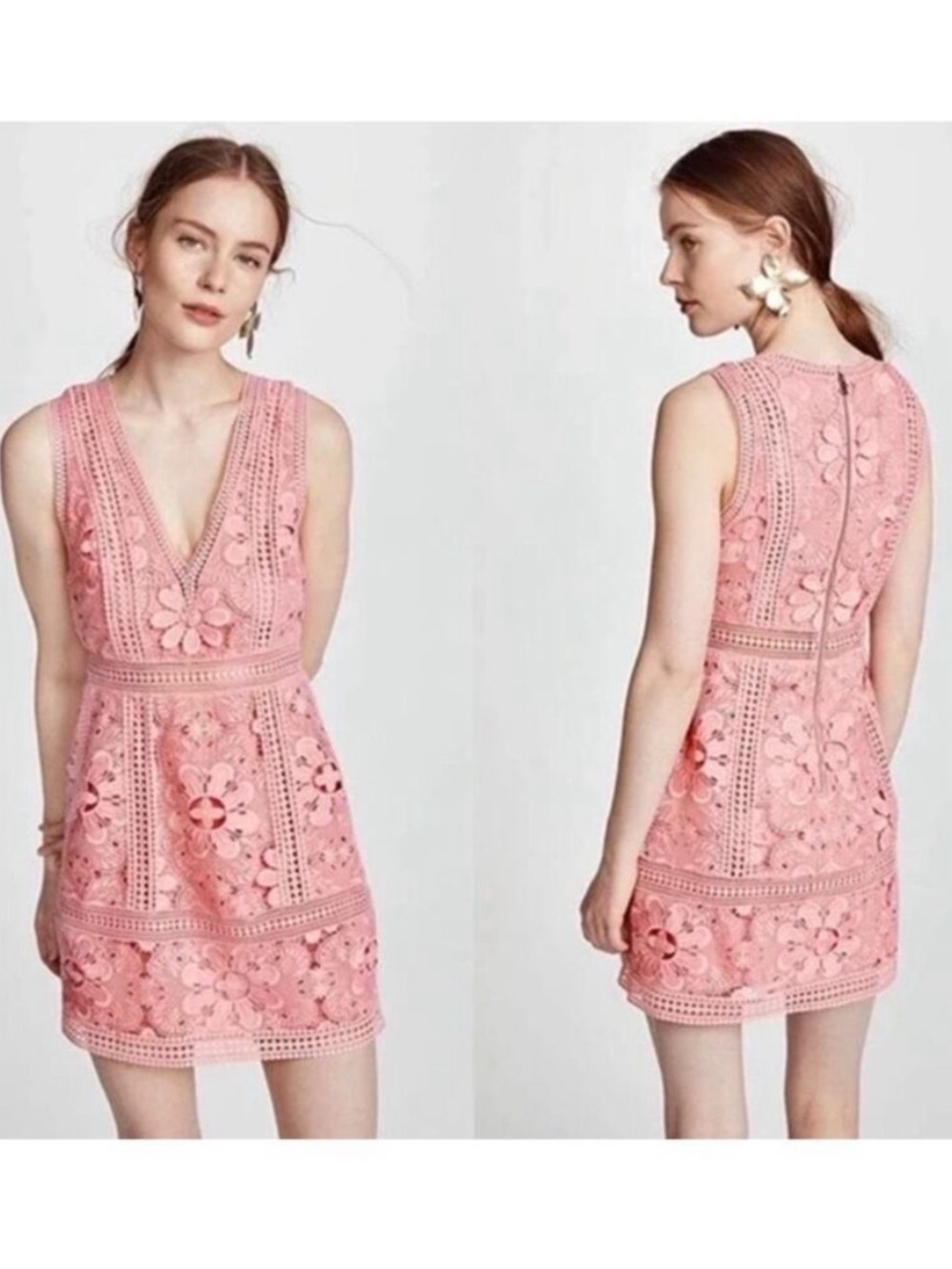 Alice + Olivia Zula Lace Pink Embroidered Lace Dress Size 8